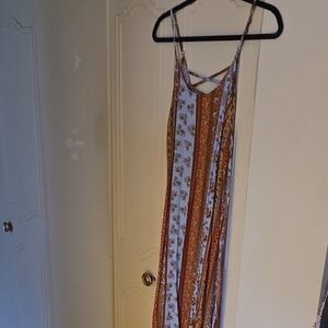 Xhilaration Brown and White Patterned Midi Dress